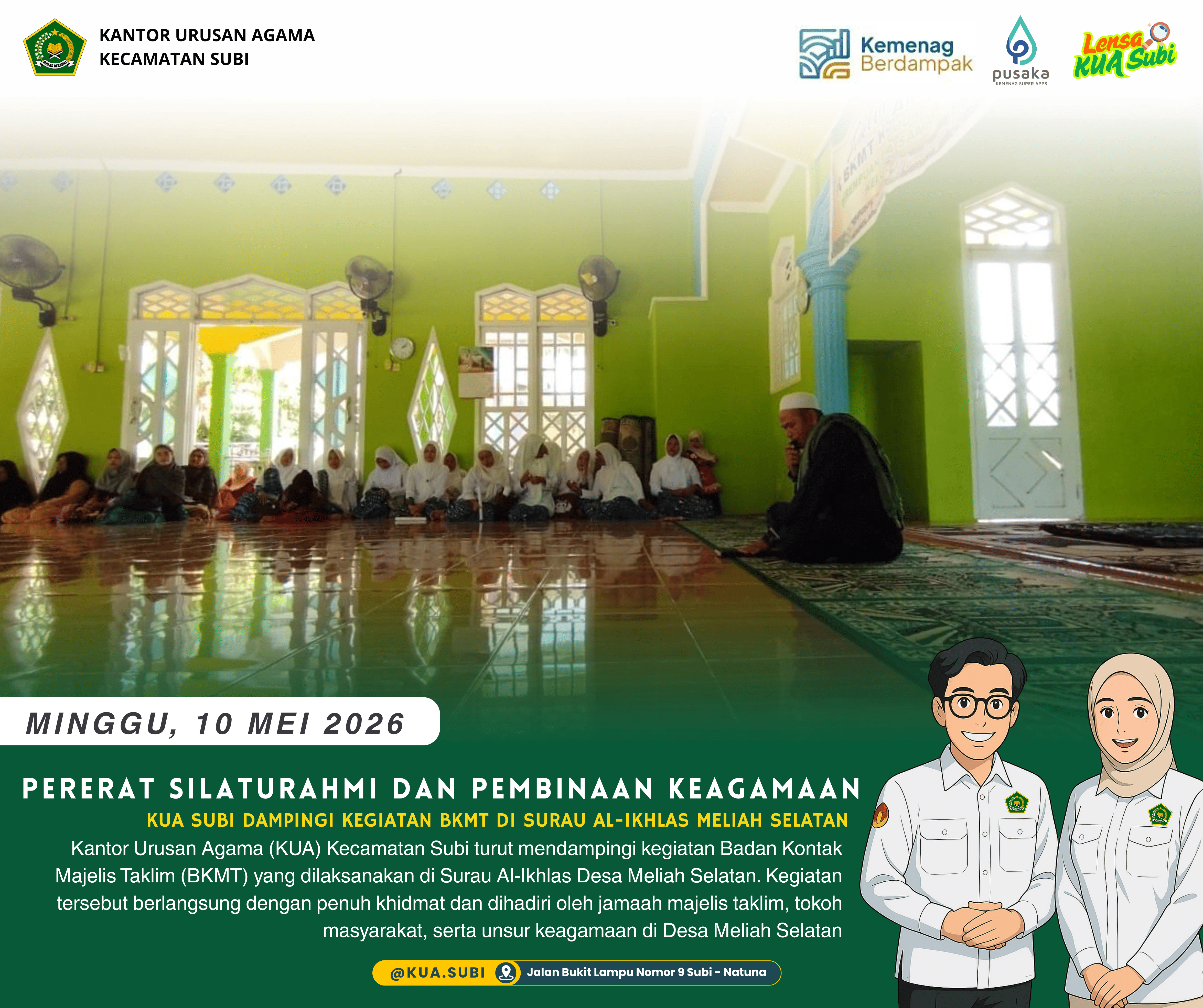 KUA Subi Dampingi Kegiatan BKMT di Surau Al-Ikhlas Meliah Selatan, Pererat Silaturahmi dan Pembinaan Keagamaan